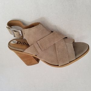 Diba Faux Suede Heel Peep-Toe Sandals Size 9 New